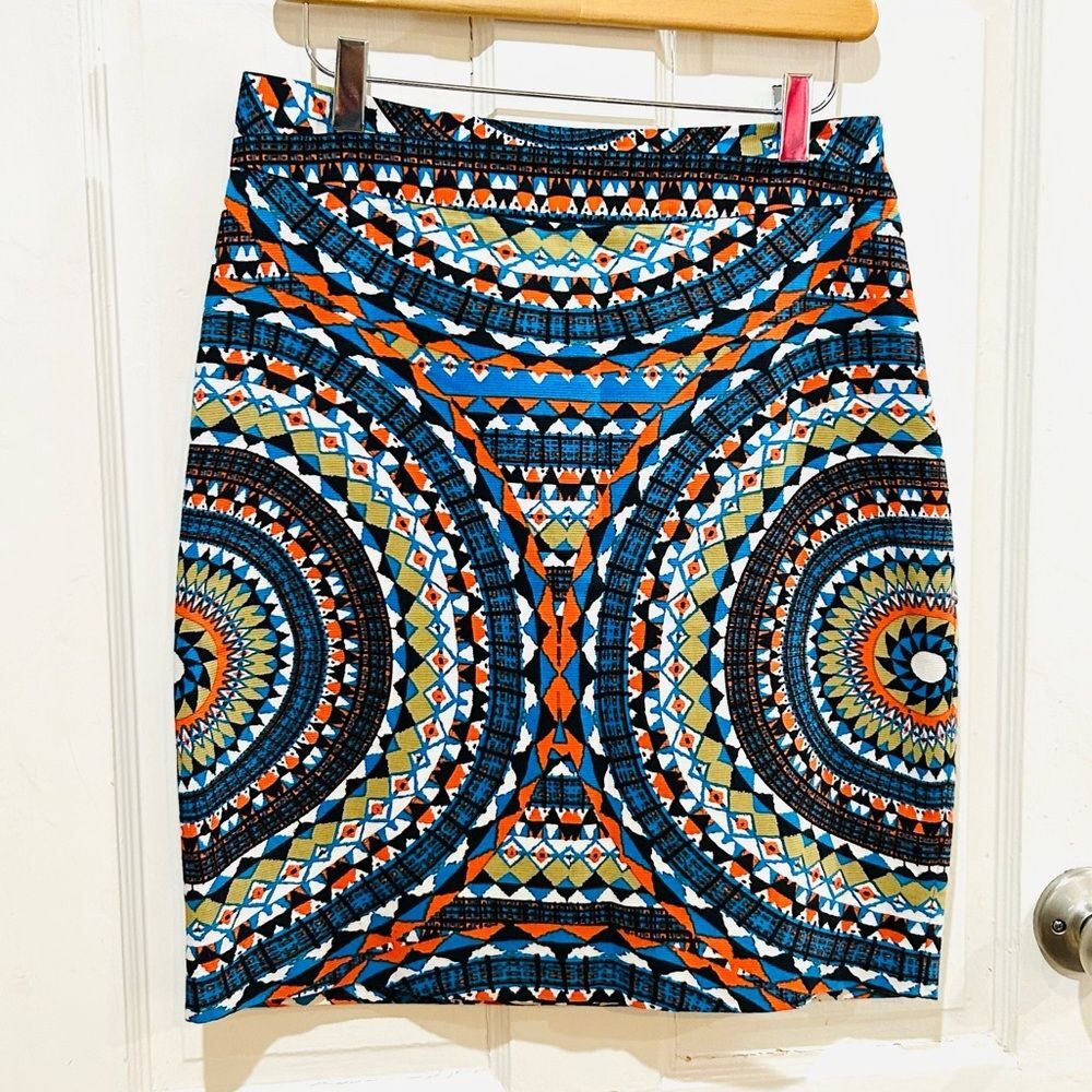 Anthropologie Tabitha Retro Pencil Skirt Boho Print 100% Cotton Size 4 - Picture 4 of 6